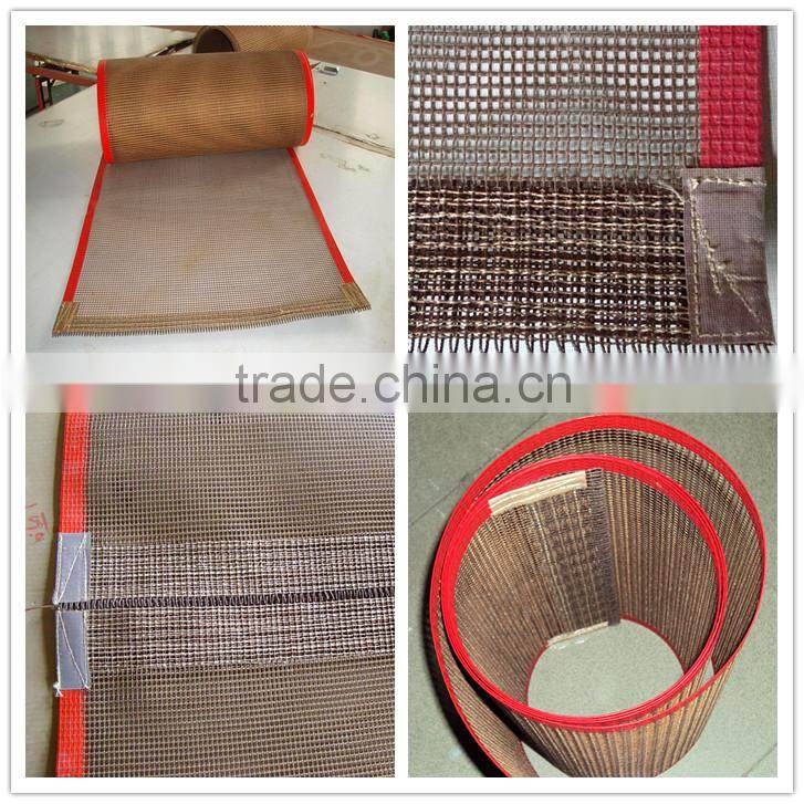 heat resistance teflon coated open mesh belt with bull nose joint film edging
