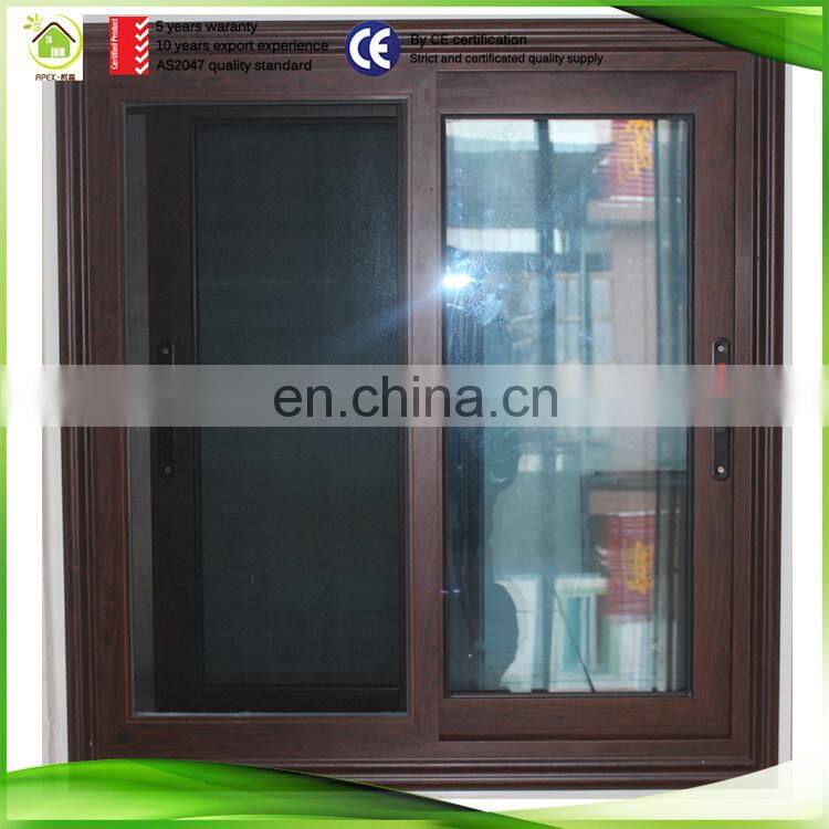 Apex building material sliding double glazed aluminum frame 3 track windows