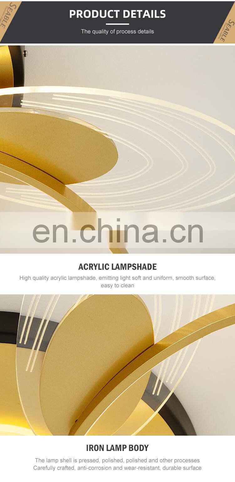 Unique Style Magnificent Decoration Aluminum Black Gold Indoor Bedroom LED Modern Ceiling Lamp
