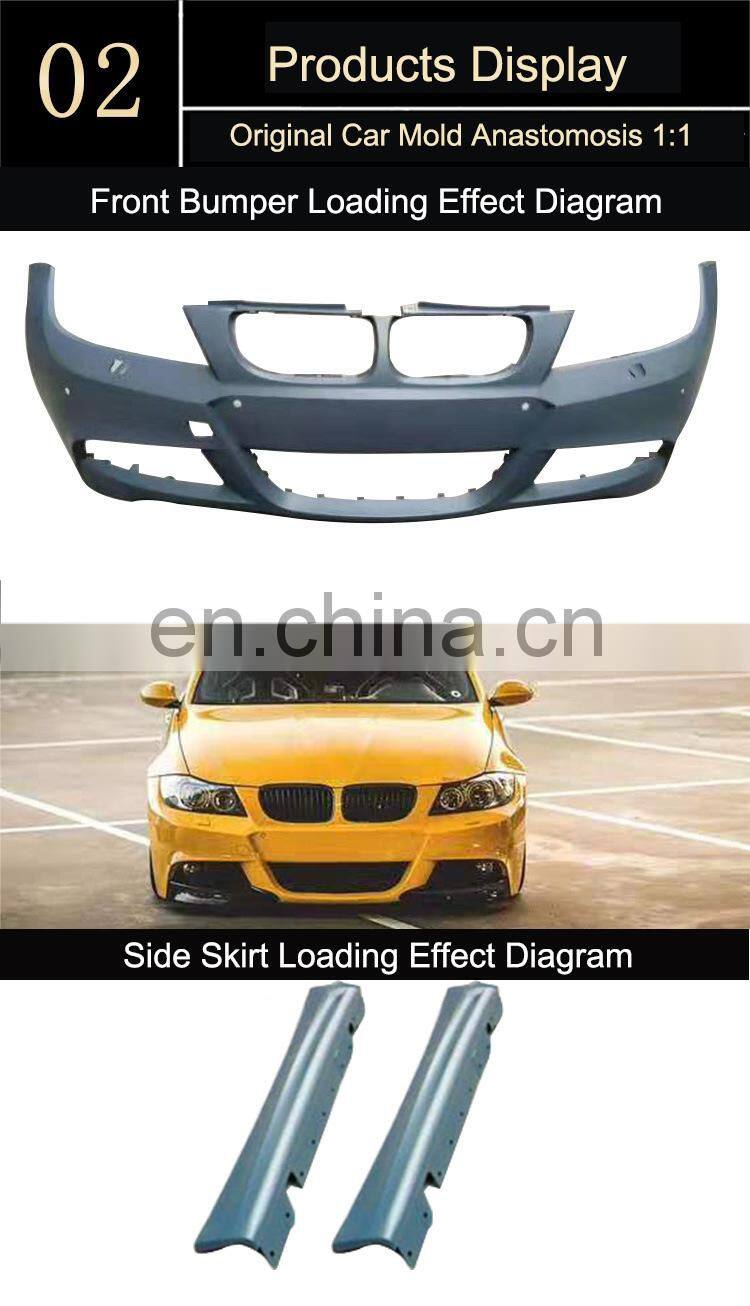 Runde PP Material Car Body kits For BMW E90 MT Style Car Front Rear Bumper Side Skirt Fog Lights Frame 2009-2011