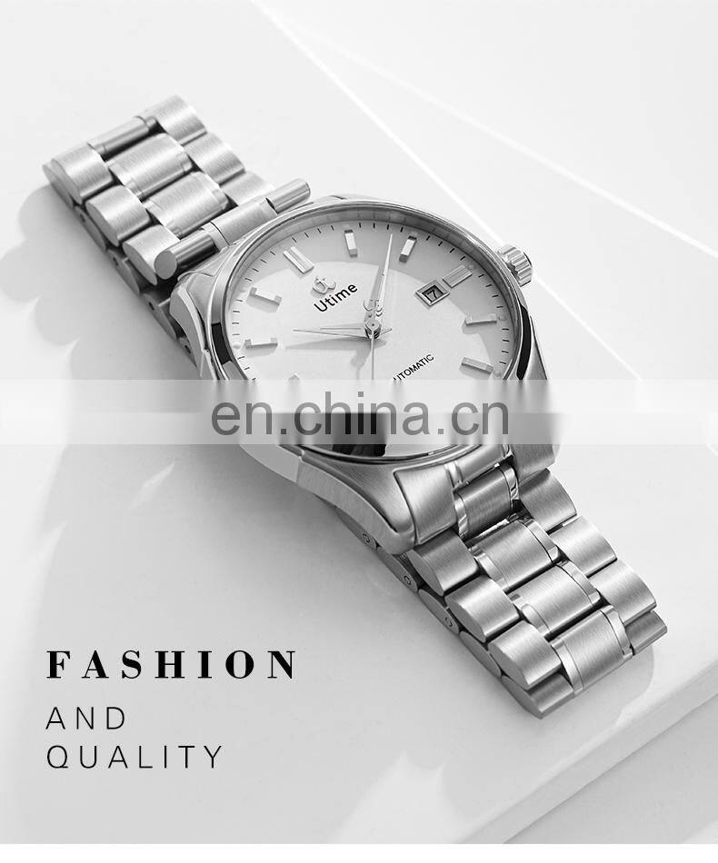 Utime Automatic Men Watch Charming Mechanical Watch Calendar Date Display Luminous Pointer Index Automatic Movement U0022G