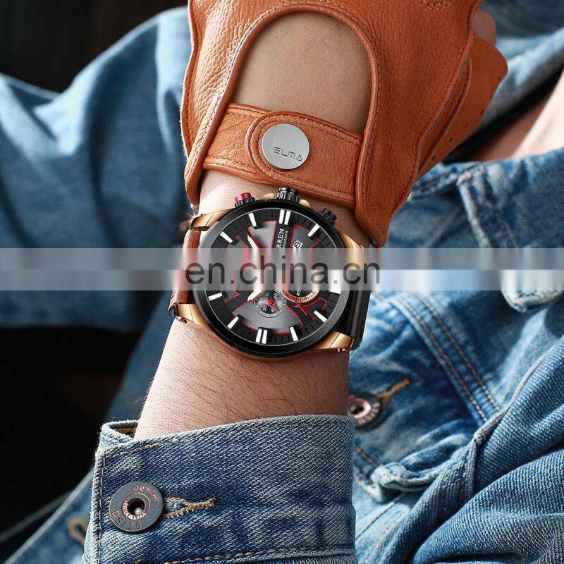 CURREN Casual Sport Watches for Men Blue Top Brand Luxury Military Leather Wrist Watch Man Clock Fashion Chronograph Wristwatch