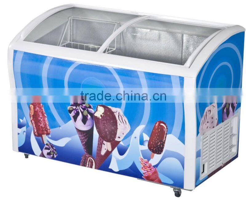 energy saving chest freezer glass door, ice cream freezer