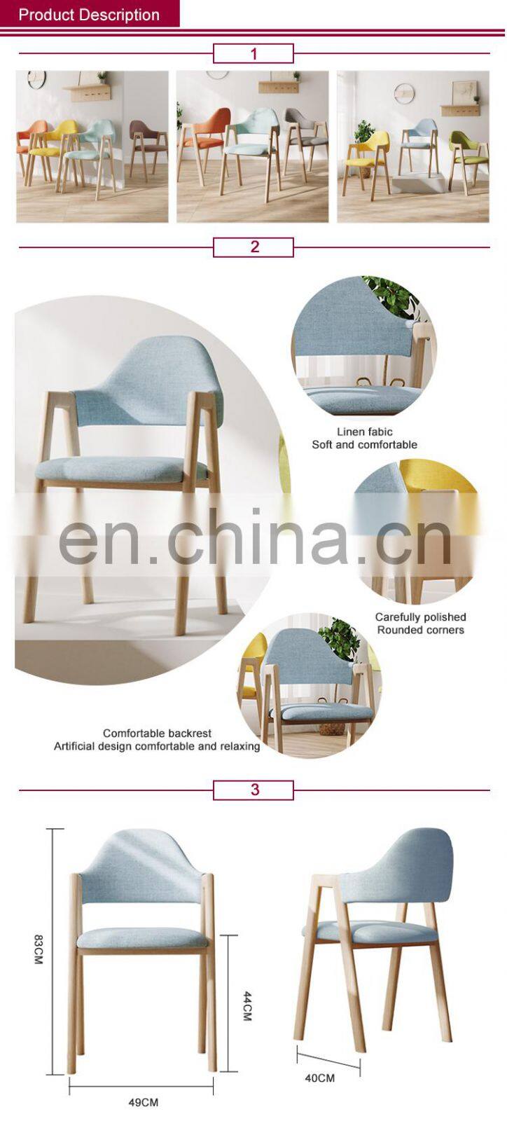 Hot selling Chinese Manufacturer customized design Fabric Chair dining table and chair