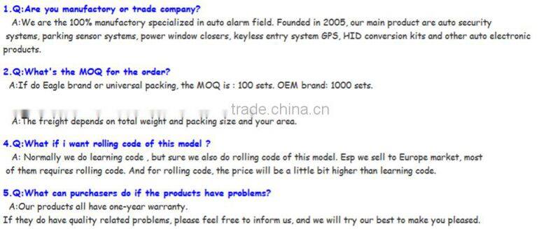 2016 New No Misinformation Car Packing Sensor System With Quality Warranty