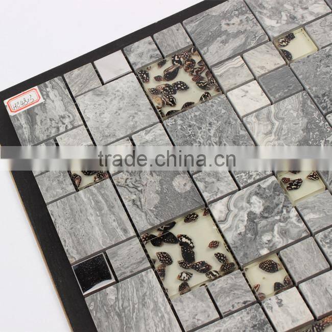 Stainless steel stone resin mosaic tile