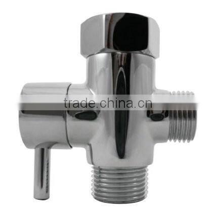 T-adapter with Shut-off Valve and 3-way Tee Connector and Chrome Finish