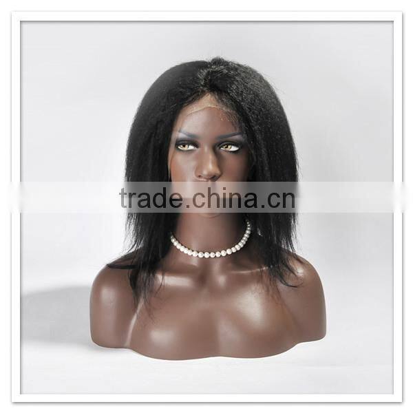 Hot afro kinky straight human hair lace front full lace silk top wig
