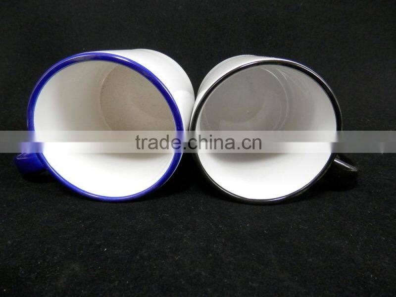 11oz sublimation stoneware mug with color rim & handle