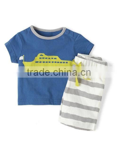 2016 Foreign Trade Baby Boy Cloth Cute Boy 12M-4Y Summer Harlen Outfits Cloth Sets Pure Cotton Shirt+Shorts Clothing Suits Sets