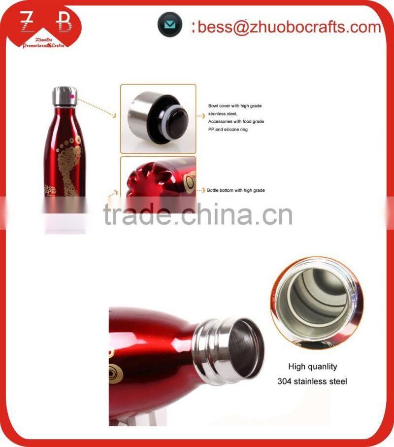 Wholesale Eco-friendly double wall stainless steel water bottle,creative cola-bottle cacuum bottle