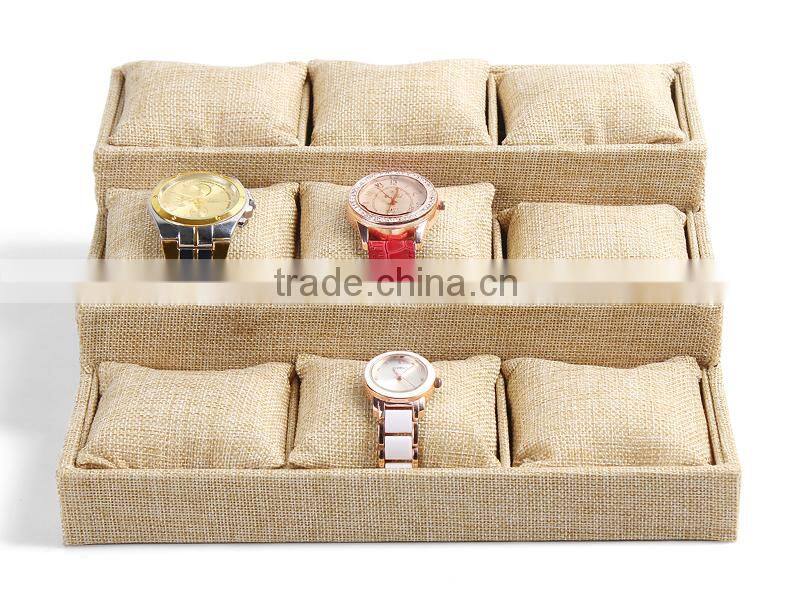 A264 ANPHY Lenen Watch Box Flannelette 3 Layers 9 units Chain Bracelet Display Box