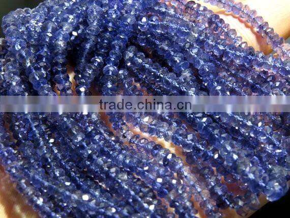 Top Quality Natural Iolite Faceted Roundlle Beads 3X6.5MM Approx 16''Inch Good Quality On WholeSale Price