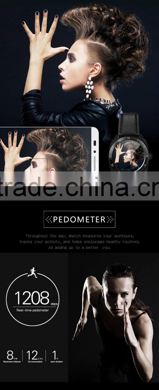 DM88 Nucleus OS bluetooth 3.0+4.0 1.22" screen Lithium-ion polymer battery heart rate monitor smart watch