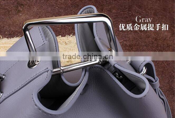 2016 new Korean fashion square buckle leather Bucket Bag