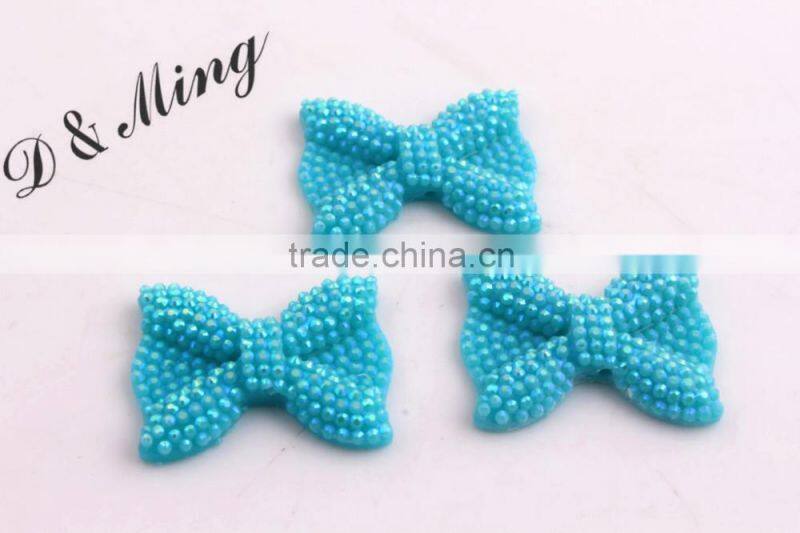 21x28MM Yellow AB Color Custom Color Accept Retail Sale High Quality Resin Rhinestone Bow Beads for Necklace Jewelry