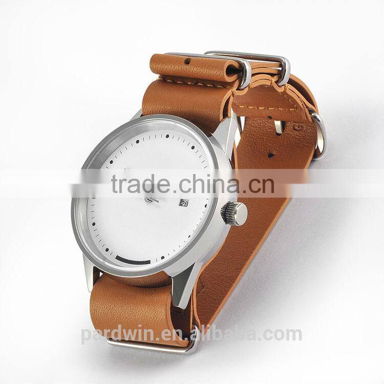 Smooth grained soft calf leather strap 22mm width stainless steel hardware strap 10ATM water resistance japan movement date