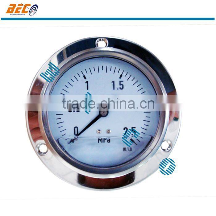 (YTN-100BD) 100mm large size single mpa scale lower back with circular hole flange normal oil pressure gauge