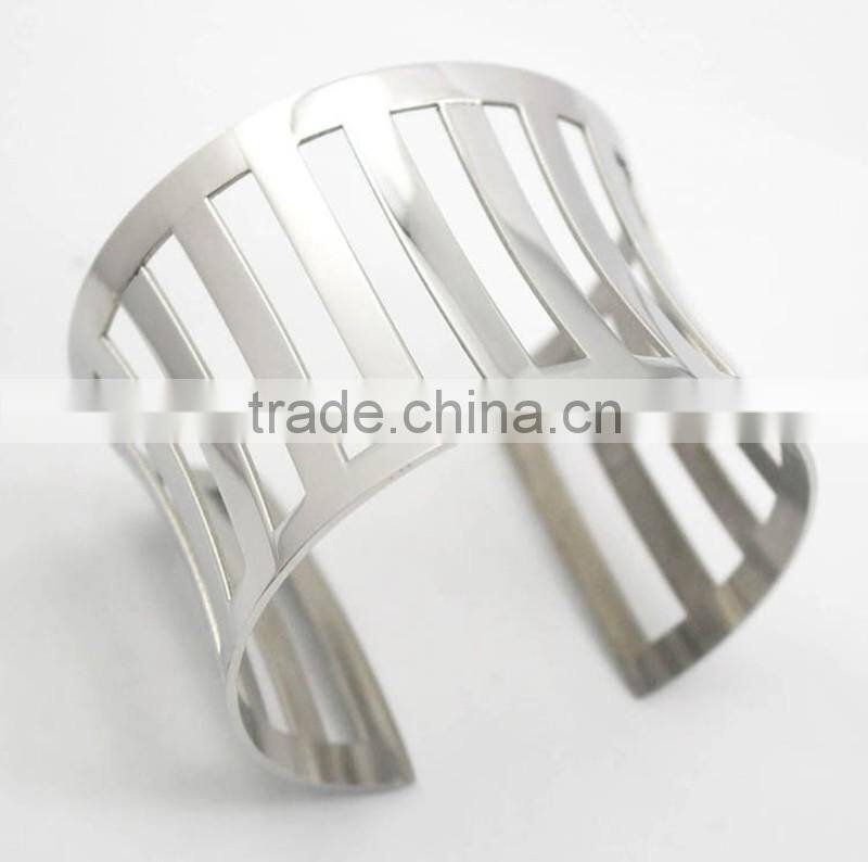 Punk Stainless Steel Cuff Metal Bangle Hollow out Bracelet