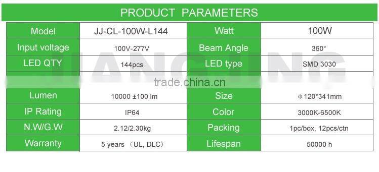 shenzhen factory Ra>80 100w energy saving led corn lamp E26 E27 E39 led bulb 360 degree UL/DLC 120lm/w led corn bulb
