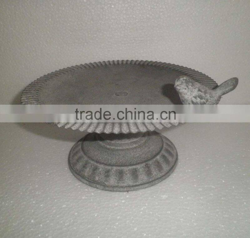 Vintage decorative footed pedestal metal bowl tray