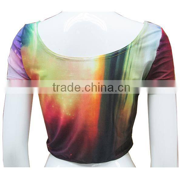 latest girls tops short sleeve custom crop top