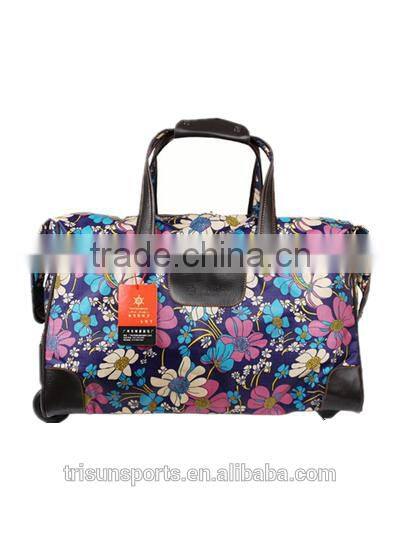 new style expandable colorful printing travel rolling duffel nice bag