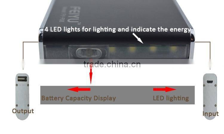 Best selling metal power bank 7800mah LED lighting portable 18650 battery with dual usb power bank
