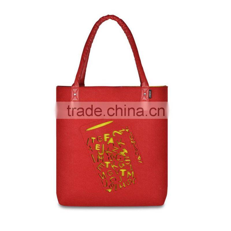 Women Famous Brand Japanese Style Simple Design Patchwork Shoulder Bag Shopping Bags Tote Wool Felt Handbags