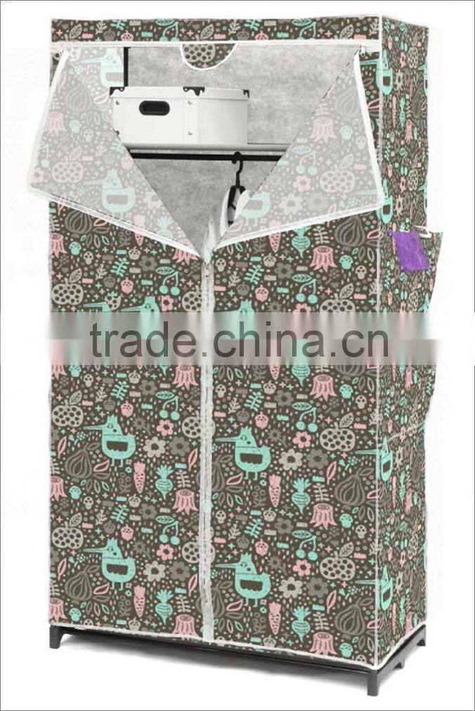 PRINTING FABRIC WARDROBE WITH METAL SHELF