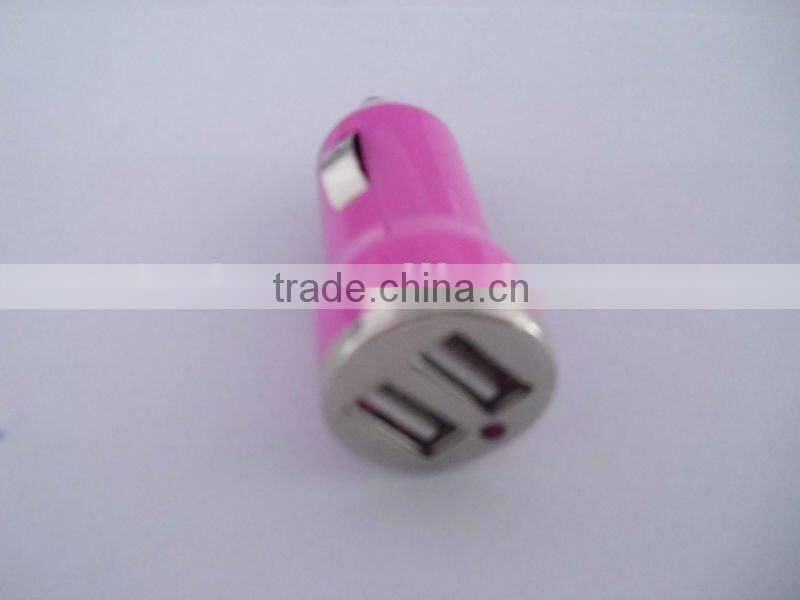5V 2.1A+1A Mini Dual USB In Car Charger For Iphone3G 3GS 4 4S 5 Ipad Ipod