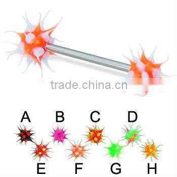 Tongue Ring With Silicone Koosh Ball