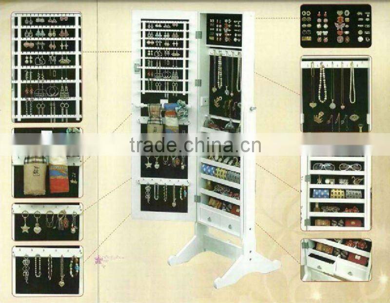 Wooden Mirrored Jewelry cabinet/stand mirrored jewelry cabinet