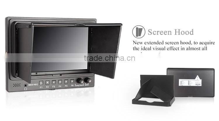 7"broadcast video display HDMI input and output resolution 1024X600 1080p sdi monitor