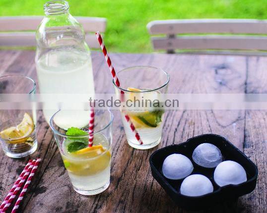 Lifetime Durable Sphere Premium Drink Scotch Water 4 Holes Silicone Ice Ball Maker With Color Box Packing For Party Bar Drinking