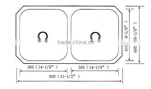 Zero Radius Handmade Stainless Steel Sink 32" x 19" x 10" Double Bowls (cUPC Approved,very competitive price!)