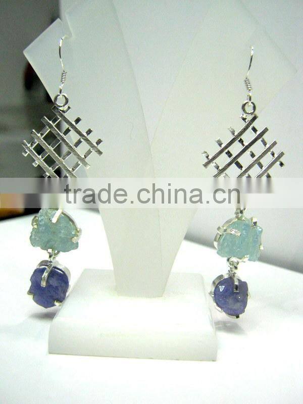 Smoky Quartz & Crystal Quartz Facet Gemstone Earrings, 925 Solid Sterling Silver Earring, Designer Two Stone Dangle Earrings