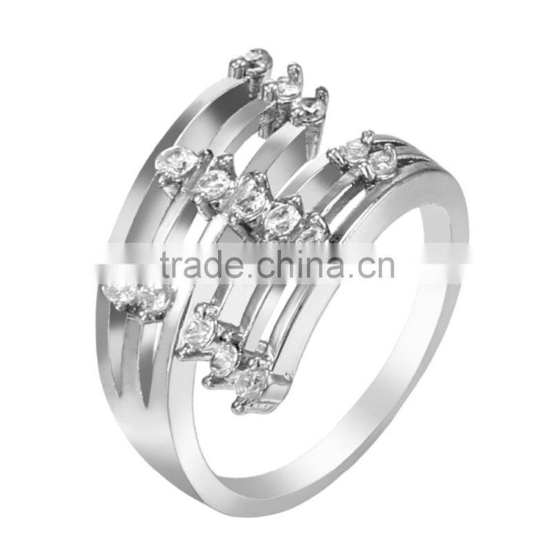 Sparkling Fashion Women Inlay Zircon White Gold Plated Ring for Party