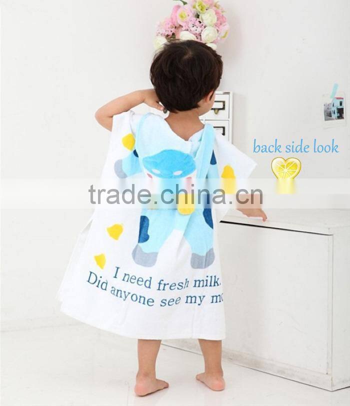 Oeko-Tex 100% Cotton animal Kids Hooded Towel of velour printed