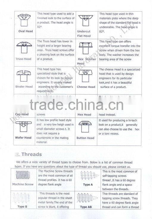 high quality socket head self tapping screw