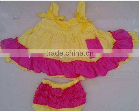 2013 lastest new design Wholesale cotton chevron swing top set cotton top withe cotton bloomer for baby