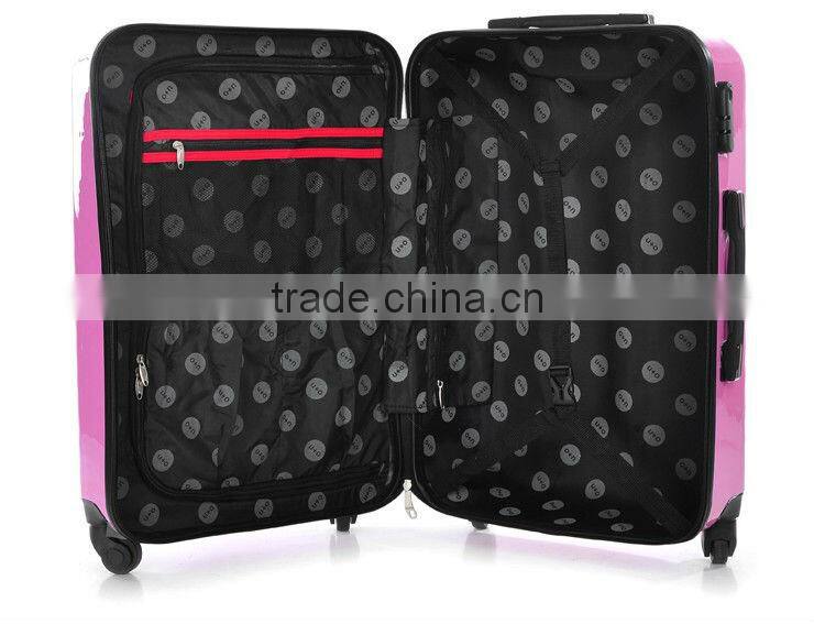 2014 china alibaba colorful elegance abs/pc hardcase trolley bag luggage with four all-round wheels