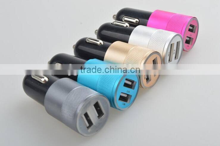 Cheap Wholesale Colorful Dual USB Car Charger for iphone Promotional customized mini Universal USB Car Charger 5V 2.1A