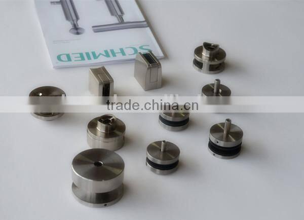 decorative wrought iron parts stainless steel square corner satin mirror glass clamp