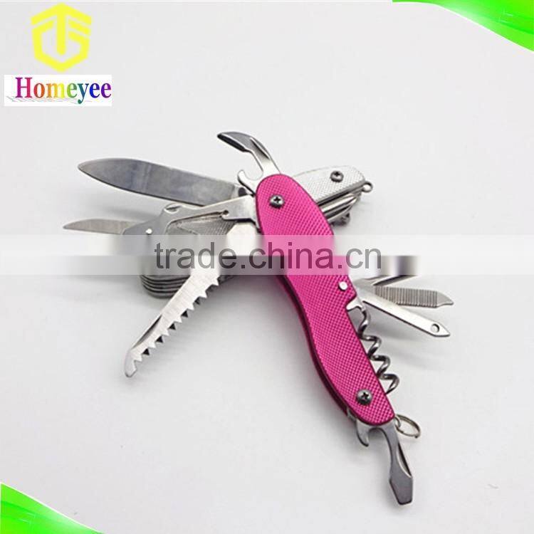 14 in 1outdoor multi folding purpose knife with aluminum handle in peanuthull shape