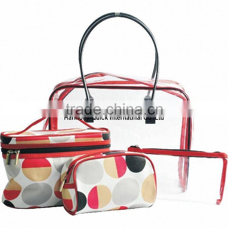 Professional fashional pvc cosmetic bag with handle