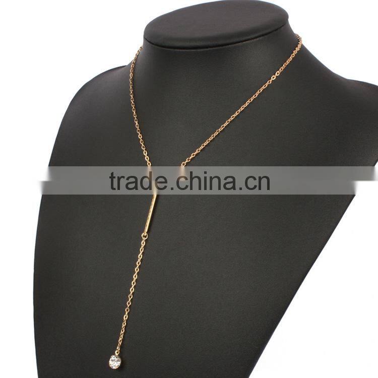 New arrival jewelry aesthetic simple gem metal crystal drop pendant necklace