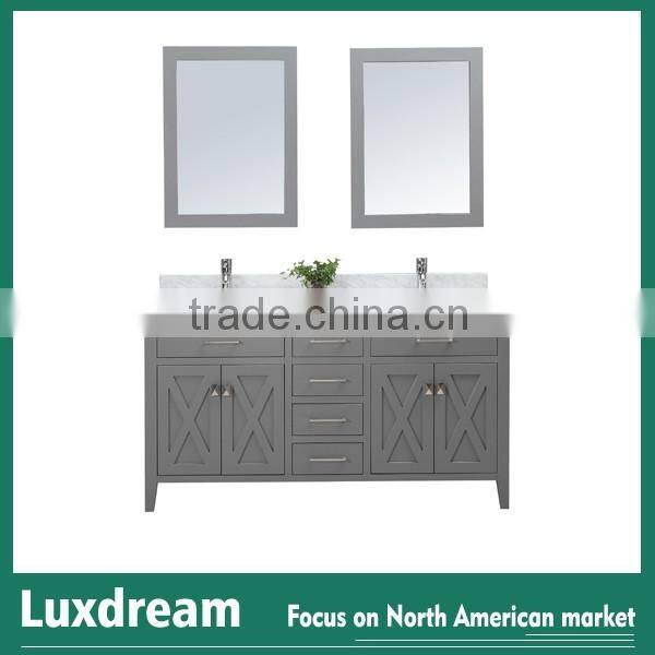 24'' Grey bathroom vanities with White carrara marble top