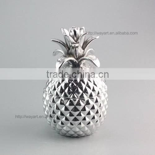 Decorative Gold Ceramic Pineapple canister