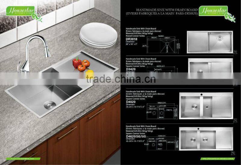 Corner Kitchen Sink Handmade Stainless Steel